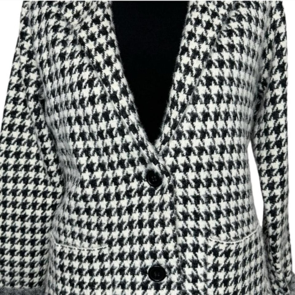 Max Studio Houndstooth Knit Blazer Skirt Set Womens L Black White Two Piece - Picture 6 of 8